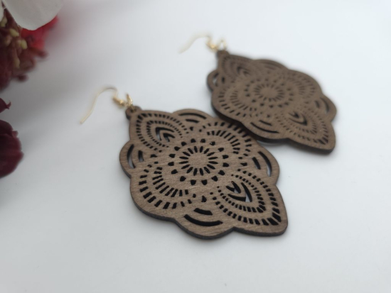 Preview: Boho Holz Ohrringe Wood